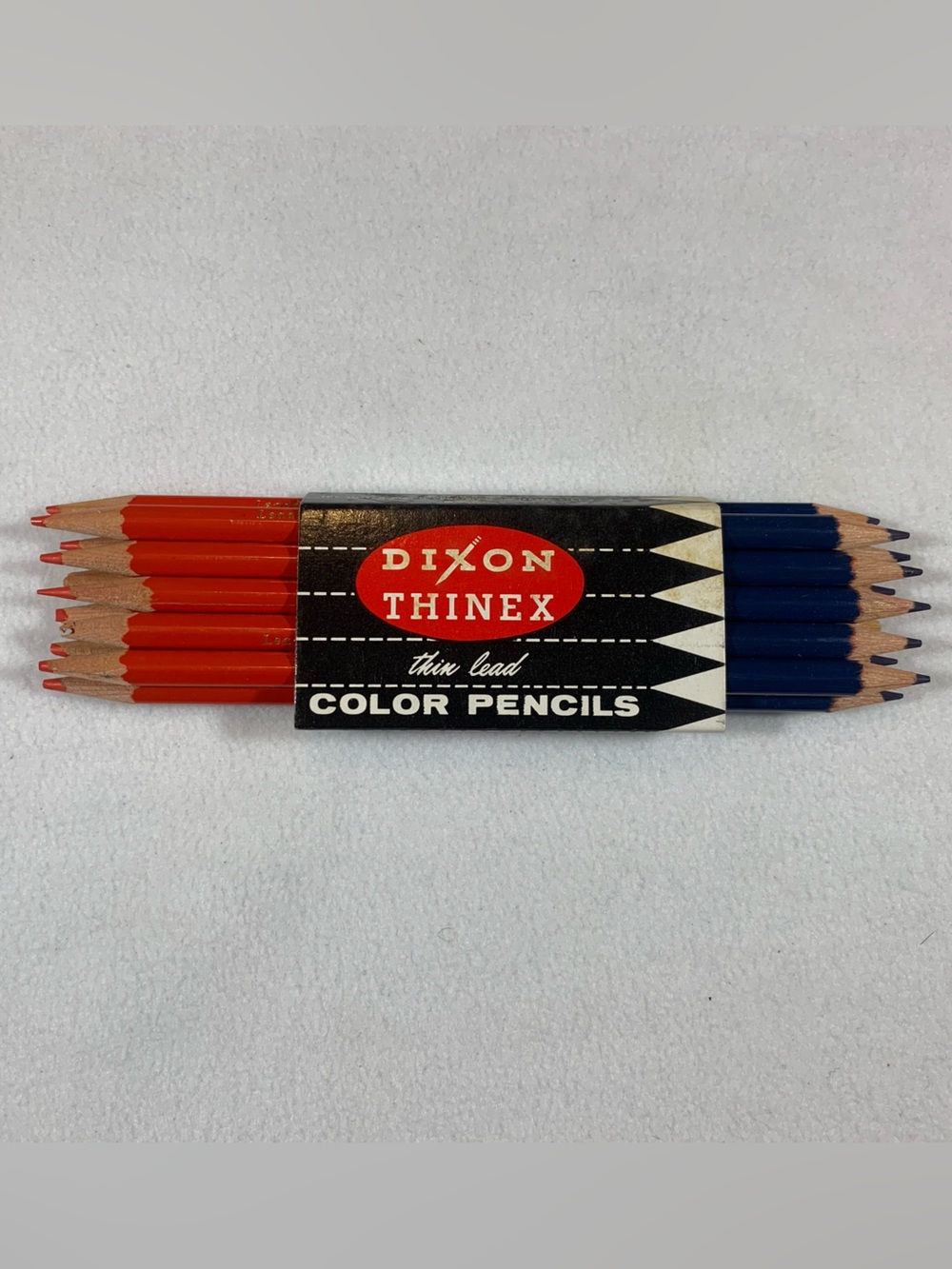 Vintage Dixon Thinex Thin Leas Color Pencils Red Blue 11 Count Double Ended MCM